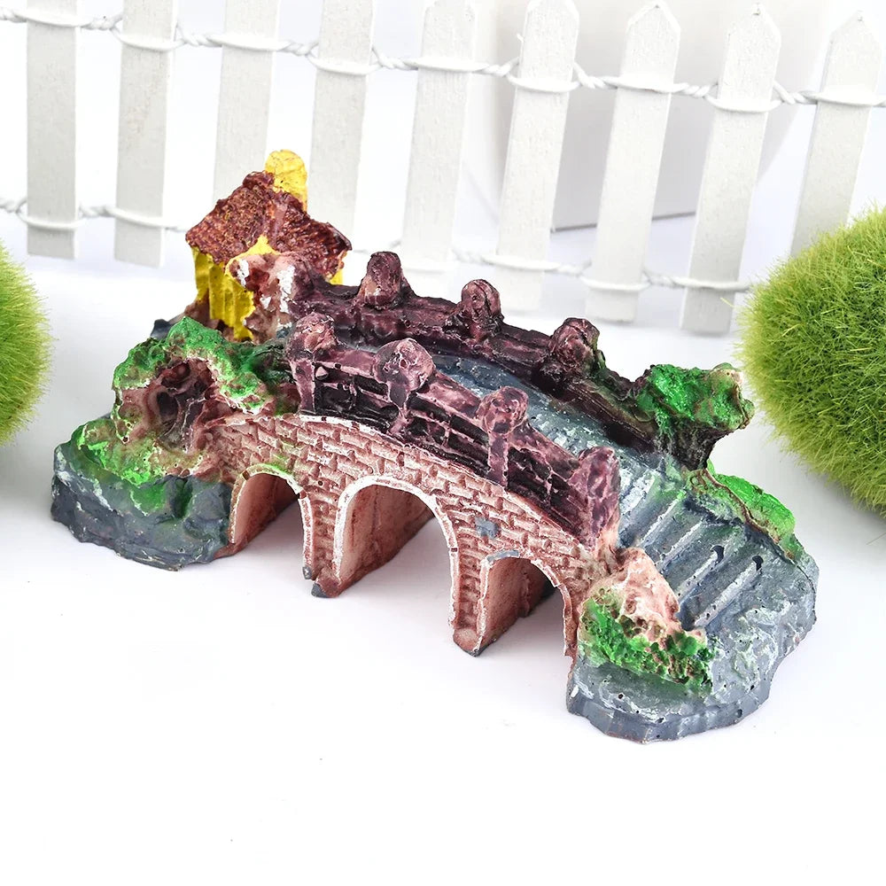 Artificial Resin Bridge Decoration for Aquariums – Rockery-Style Fish Tank Ornament for Landscaping and Aquatic Decor