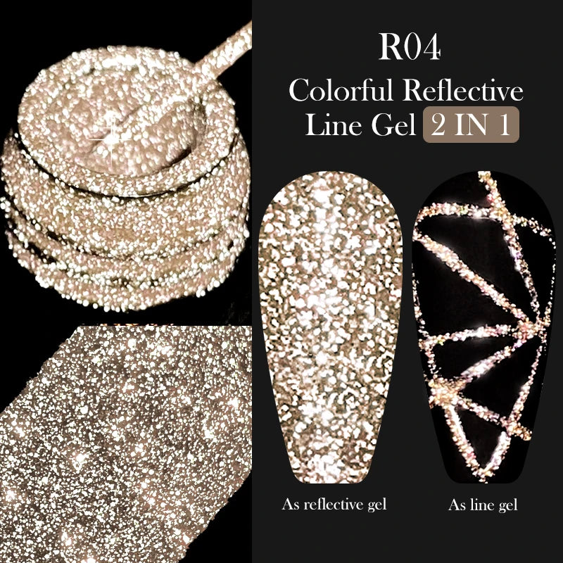 5ml Metallic Gold & Silver Liner Gel – Super Bright Mirror Nail Art Drawing Gel for French Tips & Design