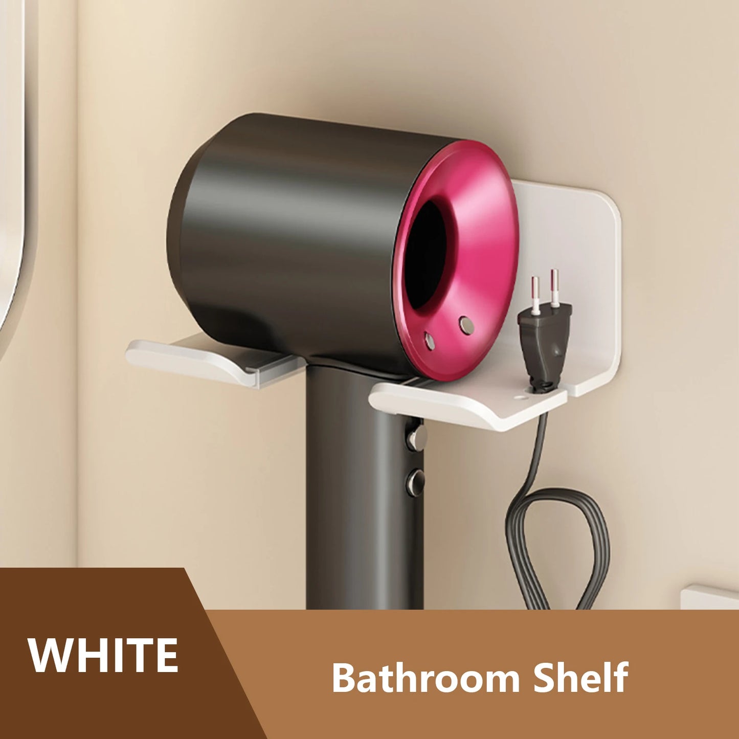 Wall Mounted Hair Dryer Organizer – Dual-Tier Bathroom Shelf