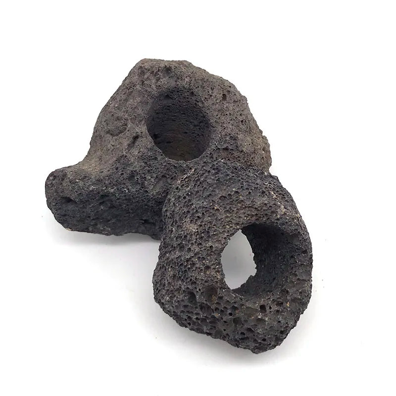 Volcanic Ceramic Aquarium Planting Cup – Fish Tank Decoration for Fixing Aquatic Plants and Filter Support (Black, 7–8cm)