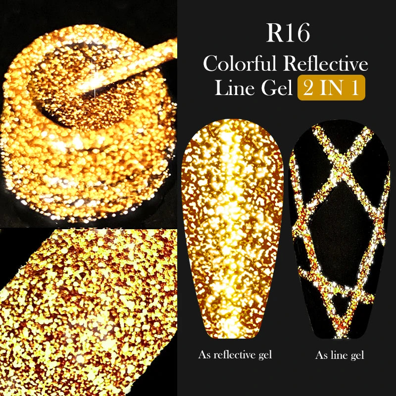 5ml Metallic Gold & Silver Liner Gel – Super Bright Mirror Nail Art Drawing Gel for French Tips & Design