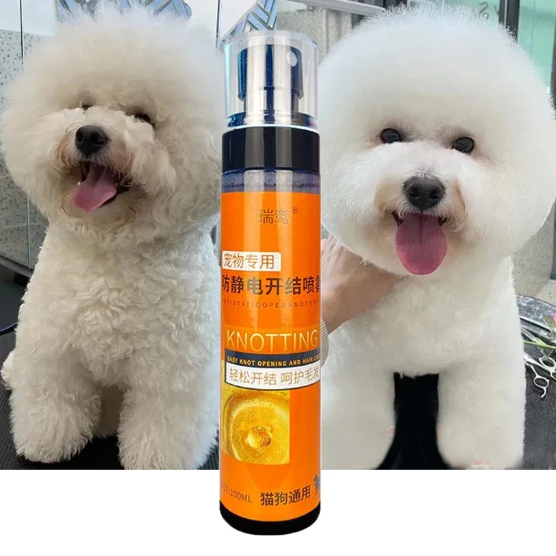 Wash-Free Pet Hair Conditioner Spray – Anti-Tangle Leave-In Detangler for Dogs & Cats, Softens, Smooths, and Adds Shine