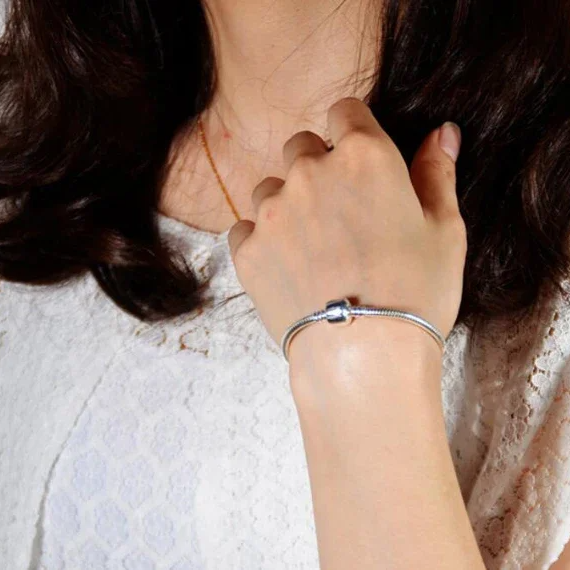 100% Authentic 925 Sterling Silver 3MM Snake Chain Bangle Bracelet for Women – Adjustable 16–23CM Luxury Jewelry