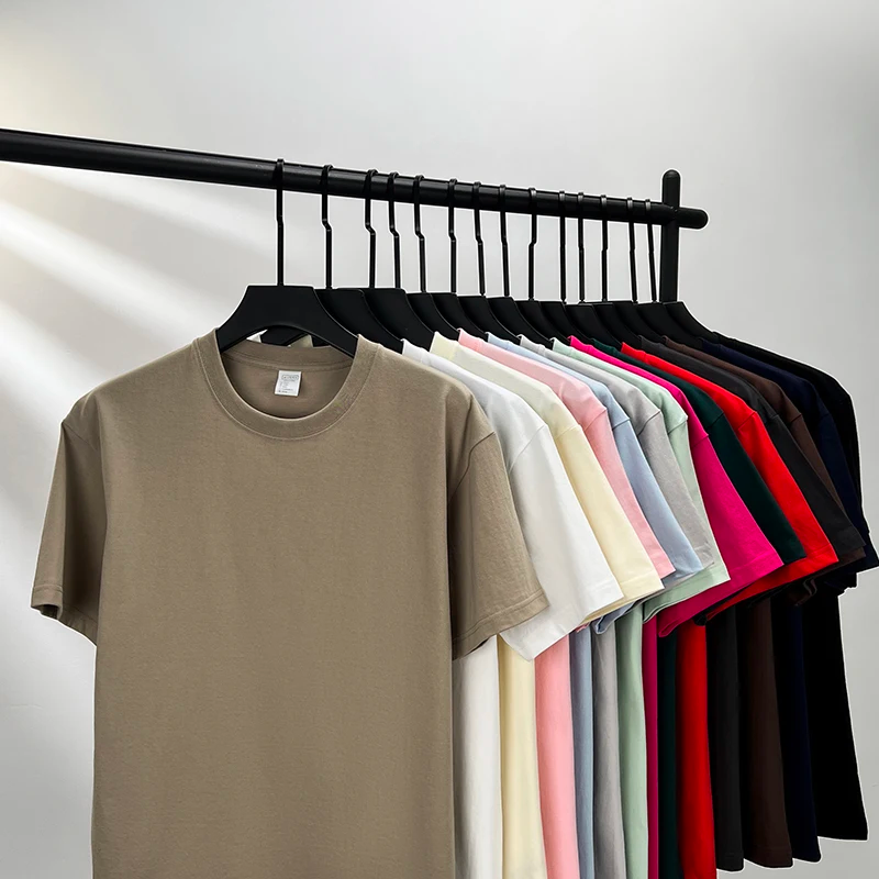 100% Cotton Men's Summer T-Shirt – Casual Loose Fit Round Neck Solid Color Tee (Plus Sizes Available)