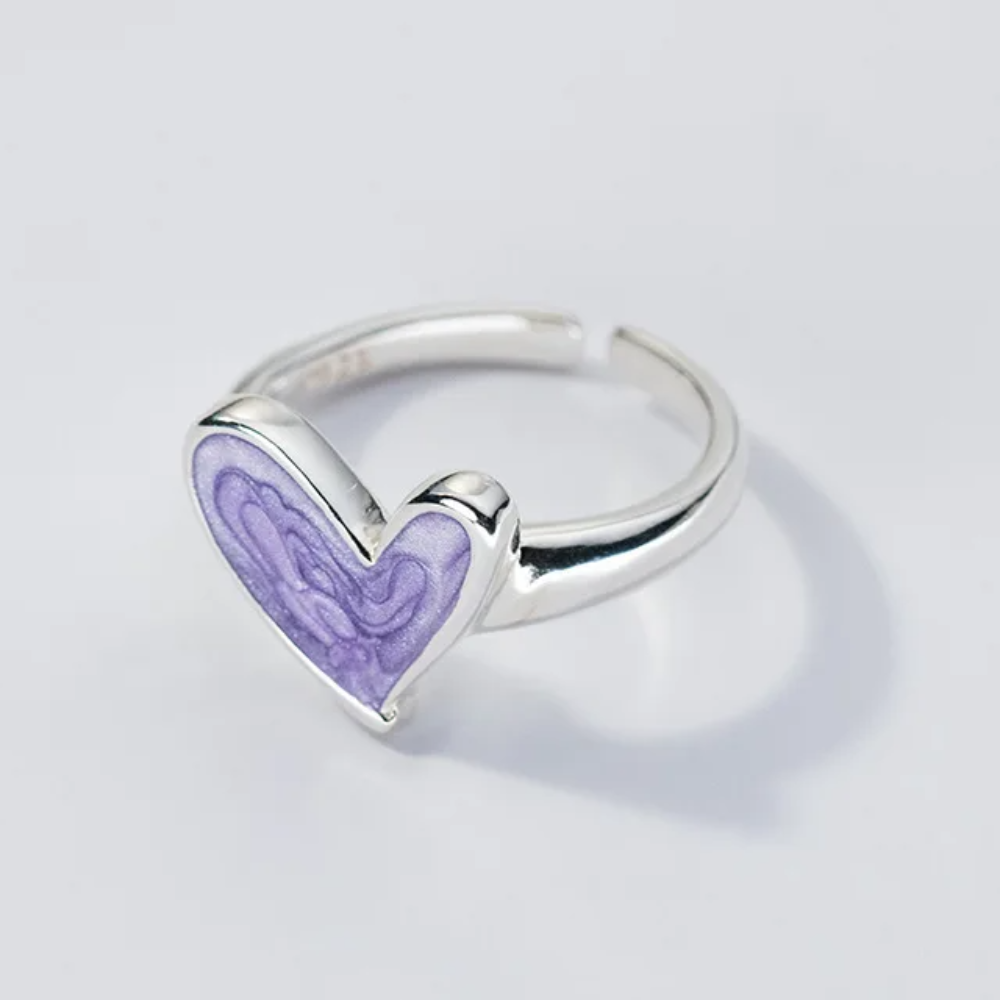 Vintage 925 Sterling Silver Drip Glue Heart Finger Ring Adjustable Silver Rings For Women Wedding Luxury Jewelry Brand Gift