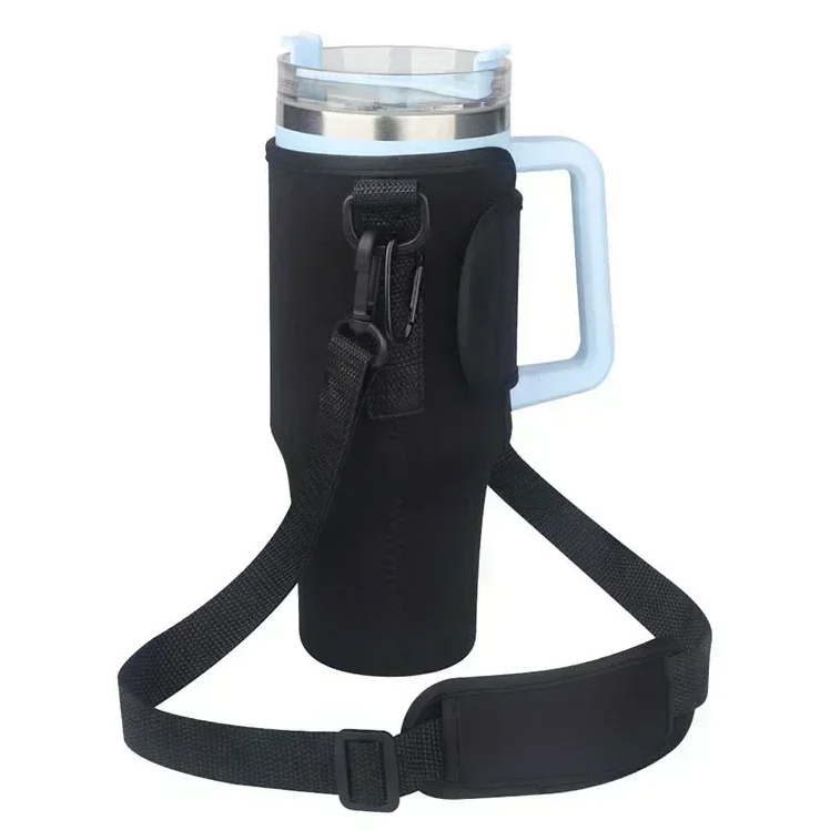 40oz Water Bottle Carrier Pouch with Adjustable Shoulder Strap – Insulated Cover for Thermos, Mug, or Sports Bottle