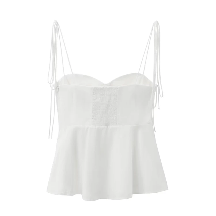 Asymmetric Bustier Camisole Top – Sweetheart Neck with Tie Straps and Side Zipper