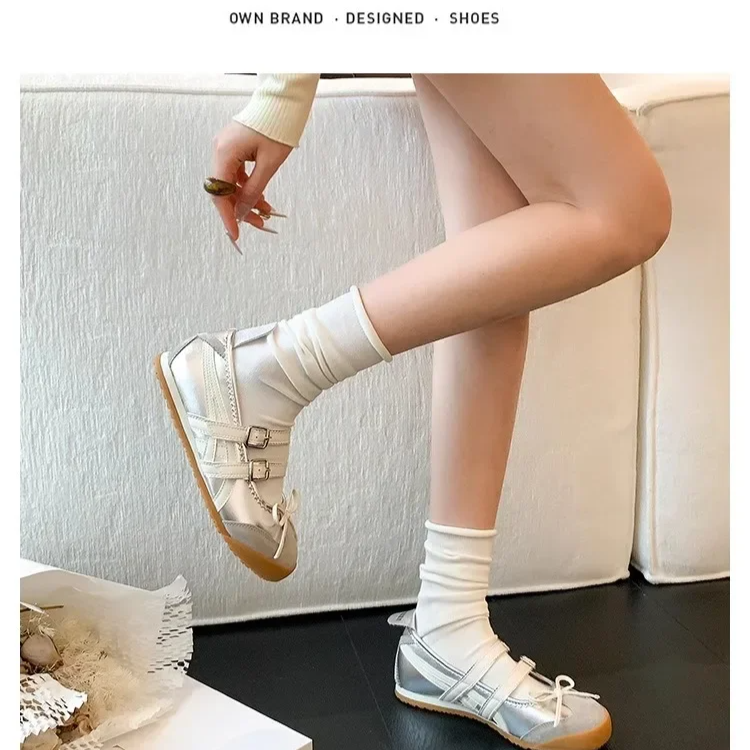 Women's Bowknot Mary Jane Ballet Flats – Elegant Round-Toe Summer Dress Shoes