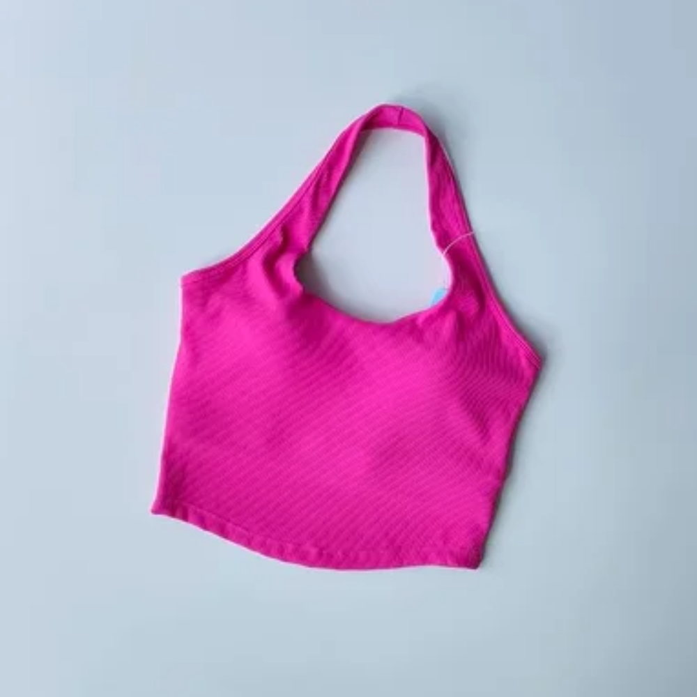 Women's One-Piece Cup Shockproof Sports Bra – Hanging Neck Fitness Tank Top