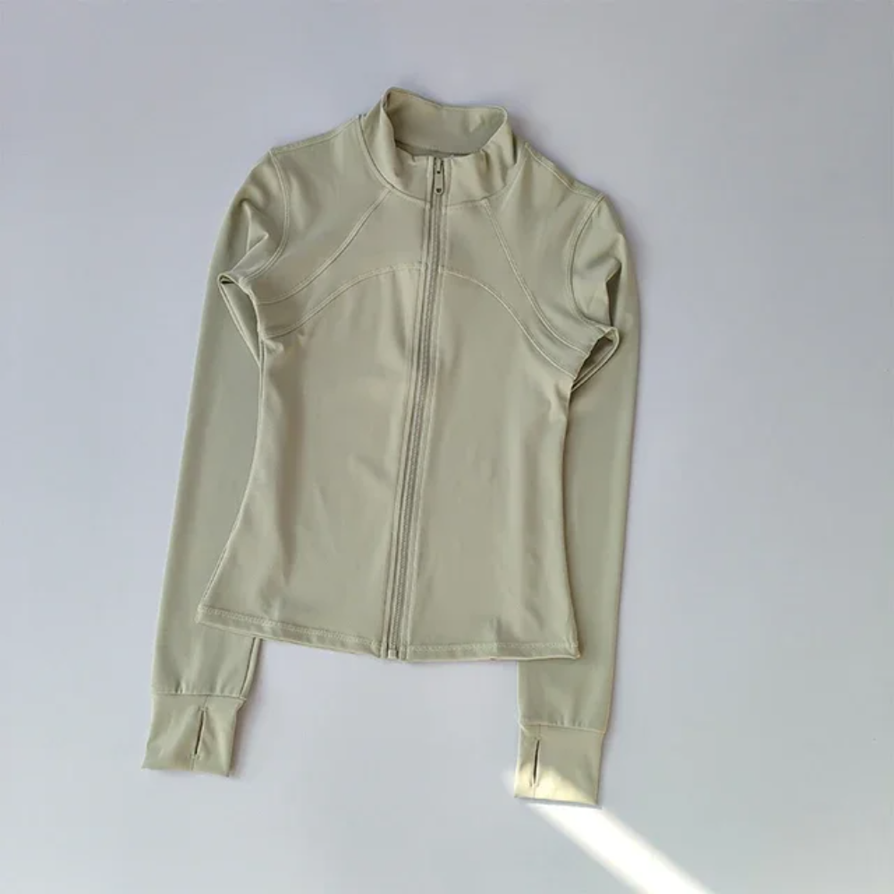 Women's High-End Yoga Sports Jacket – Long Sleeve, Windproof Training Top with Standing Collar