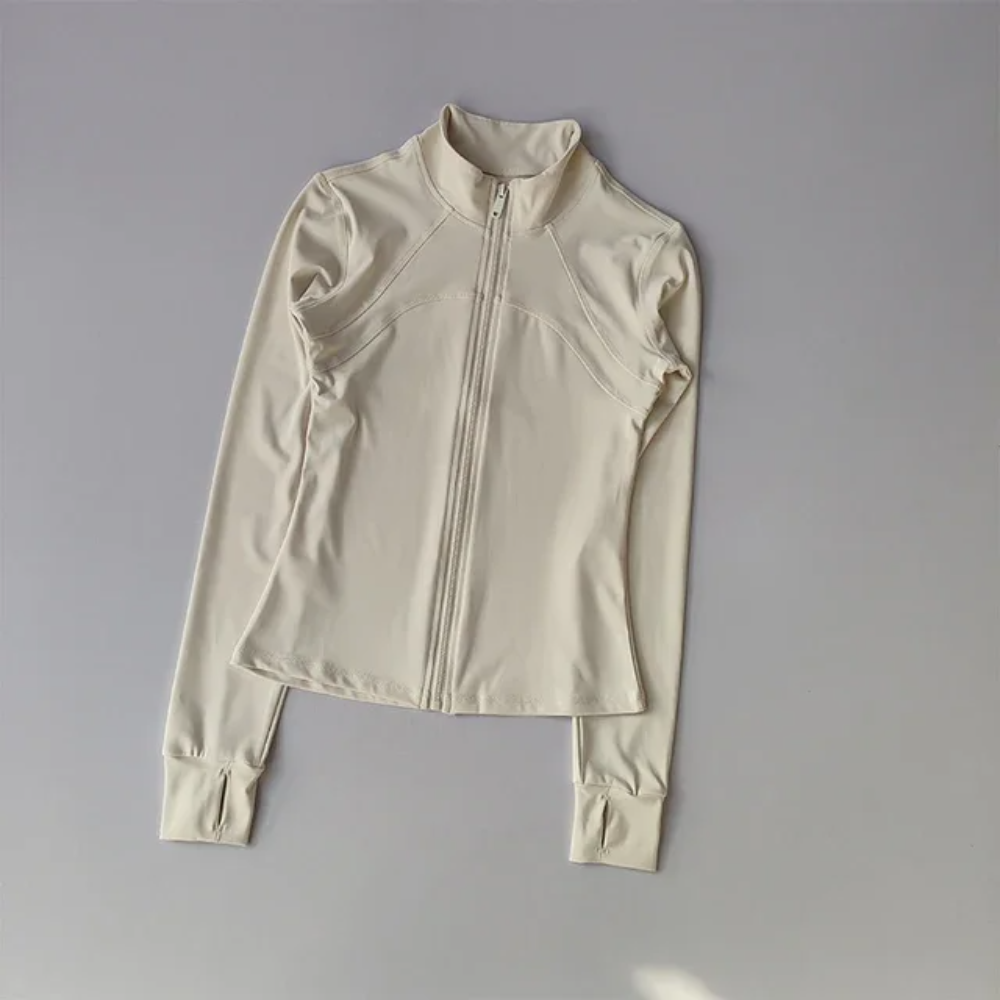 Women's High-End Yoga Sports Jacket – Long Sleeve, Windproof Training Top with Standing Collar