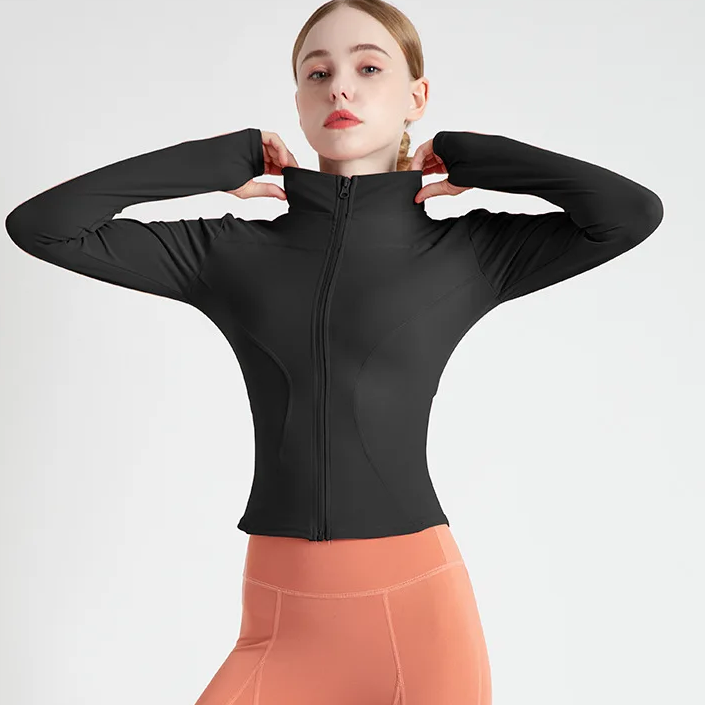 Women's Long Sleeve Sports Jacket – Zip-Up Warm Fitness Top for Yoga, Running, and Cycling