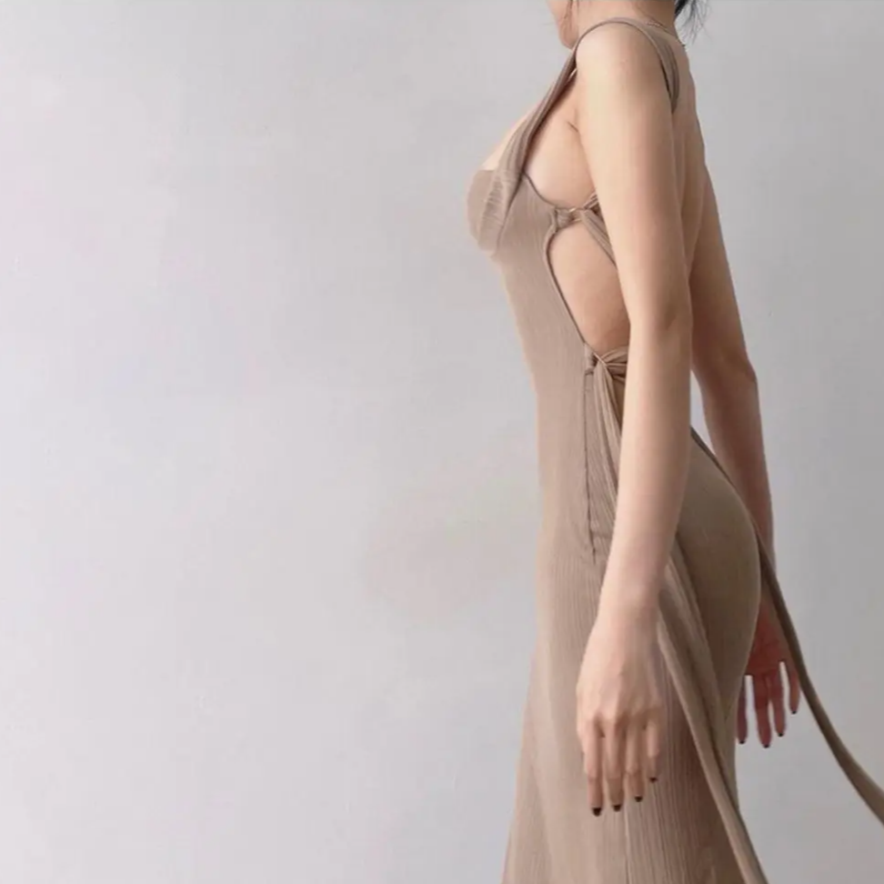 Vintage Strapless Slim Fit Long Dress – Elegant Sleeveless Backless Summer Party Gown