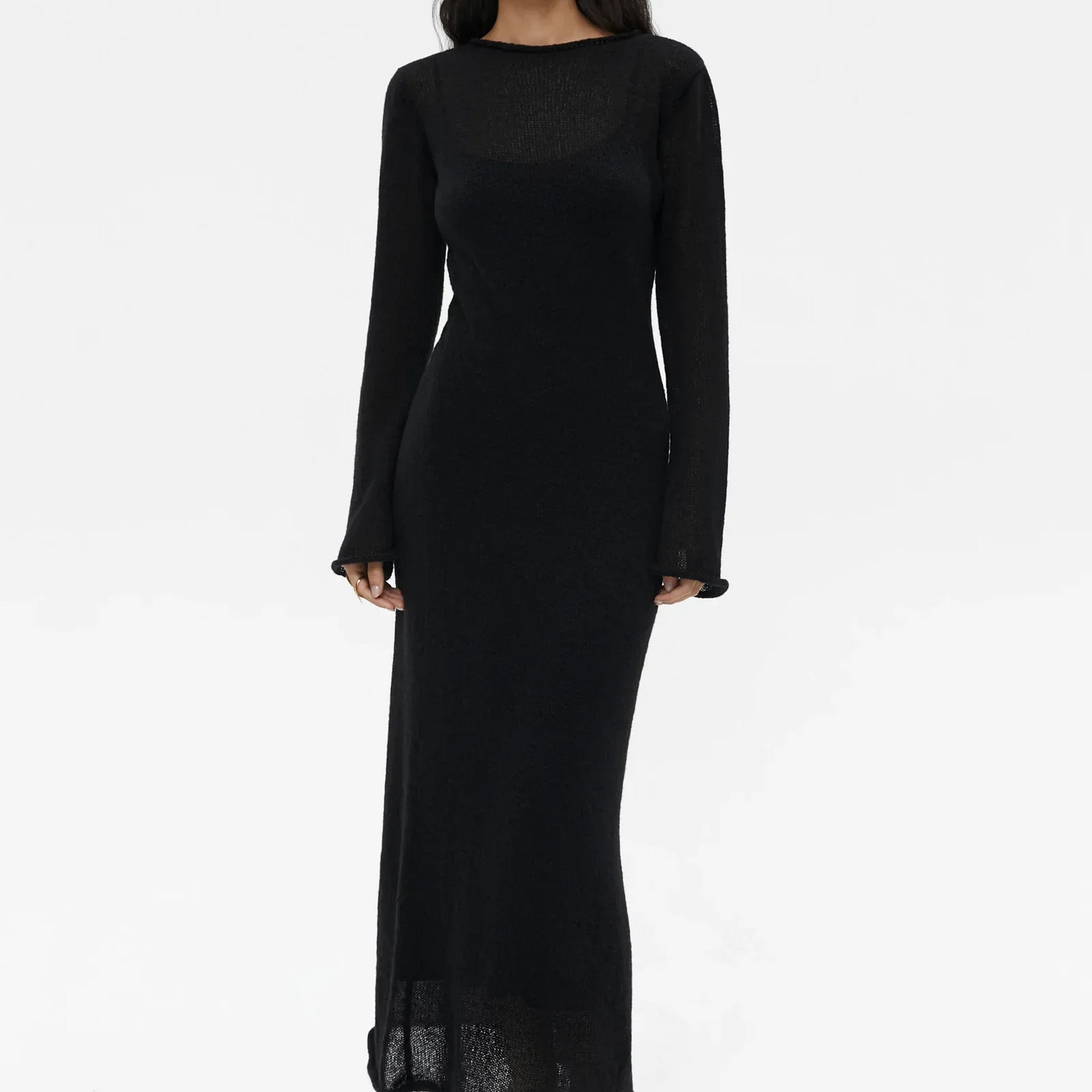 Chic Knitted Two-Piece Dress Set for Women – Long O-Neck Sweater & Camisole Skirt Ensemble