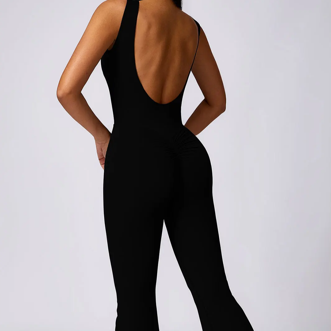 Women's One-Piece Sleeveless Yoga Jumpsuit – Full Body Gym Workout Bodysuit