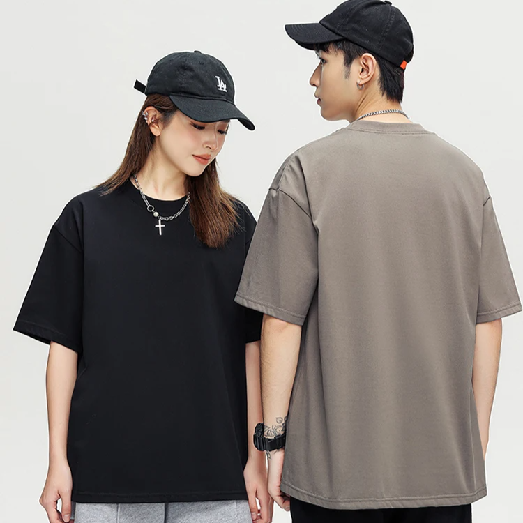 Unisex Oversized Heavy Cotton T-Shirt – 260G Korean Fashion Loose Fit Short Sleeve Tee for Summer Casual Wear