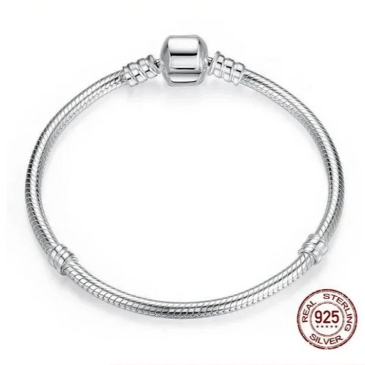 100% Authentic 925 Sterling Silver 3MM Snake Chain Bangle Bracelet for Women – Adjustable 16–23CM Luxury Jewelry