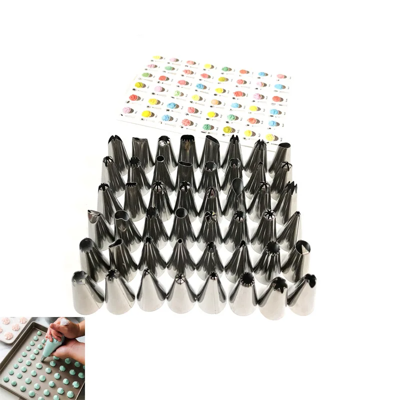24/48-Piece Stainless Steel Cake Decorating Nozzle Tips Set – Piping Icing Cream Pastry Tools with Bag for DIY Baking & Dessert Design