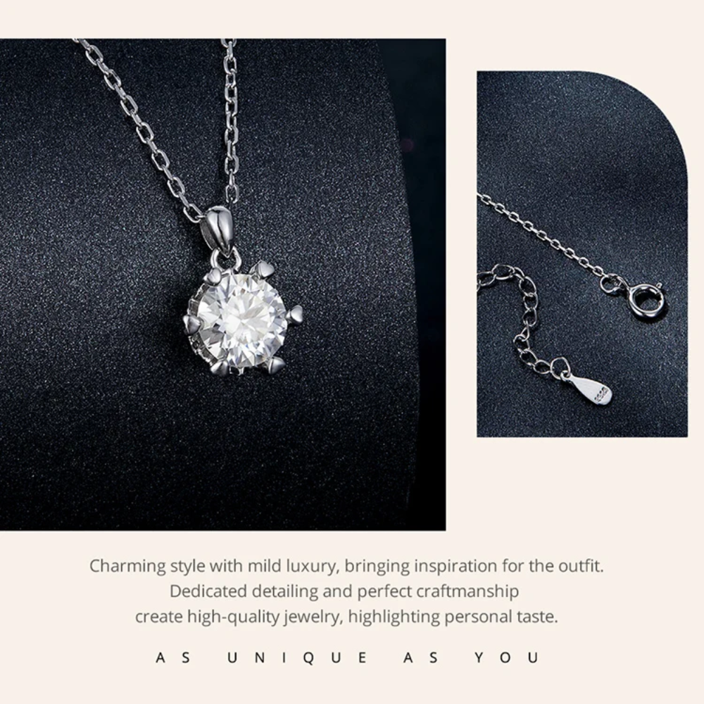 1 Carat Moissanite Pendant Necklace for Women – High-Quality 925 Sterling Silver, D Color VVS1, Elegant Geometric Design for Bridal & Party Jewelry