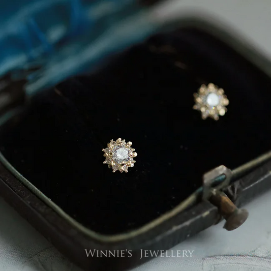925 Sterling Silver Sun-Shaped Stud Earrings with 14K Gold Plating and Sparkling Zircon – Elegant Women's Wedding & Party Jewelry