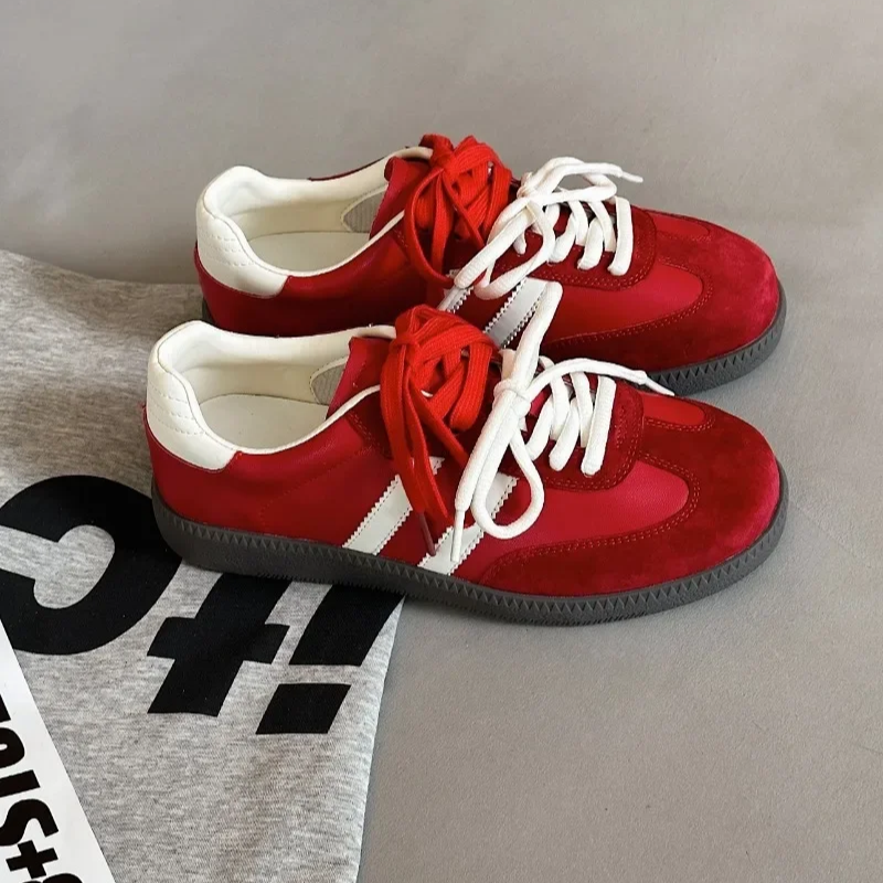 Women’s Mesh Lace-Up Sneakers – Casual Flat Vulcanized Shoes, Breathable PU Walking Loafers for Gym & Daily Wear, White Patchwork Style