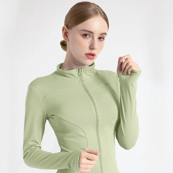 Women's Long Sleeve Sports Jacket – Zip-Up Warm Fitness Top for Yoga, Running, and Cycling