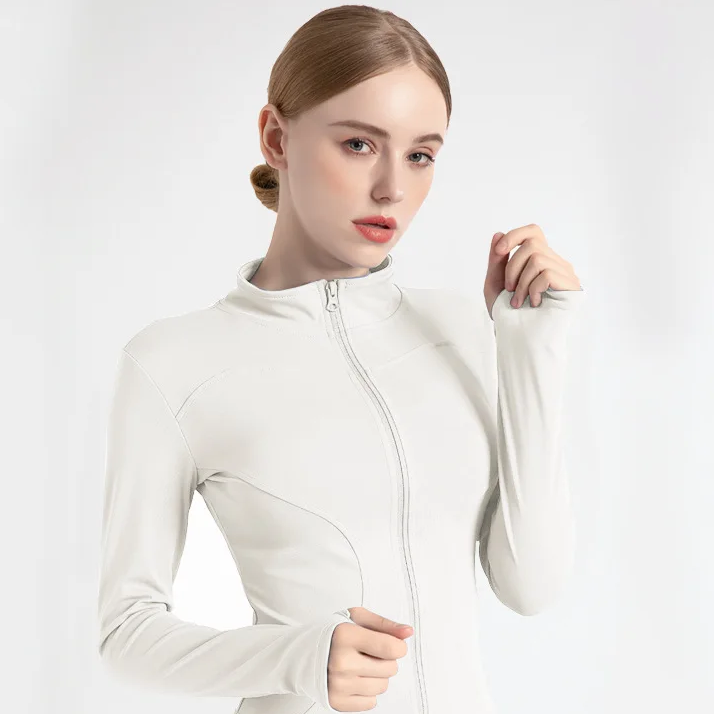 Women's Long Sleeve Sports Jacket – Zip-Up Warm Fitness Top for Yoga, Running, and Cycling