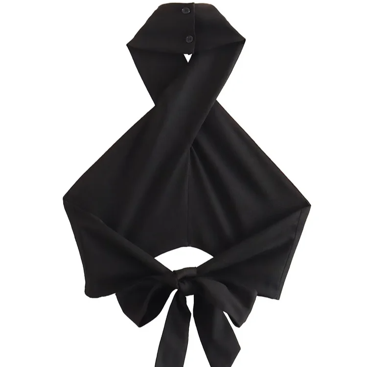 Women's Sexy Backless Halter Blouse – Sleeveless Bow-Tied Crop Top with Slim Fit