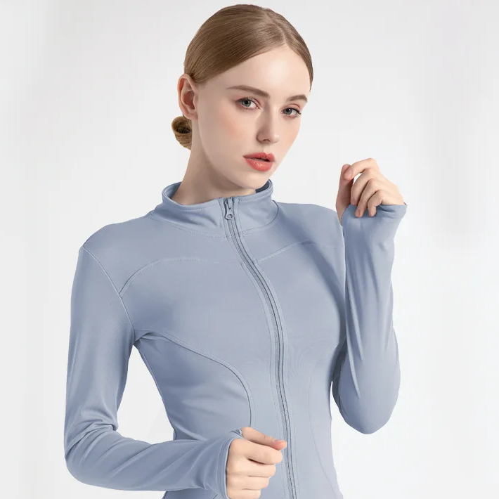 Women's Long Sleeve Sports Jacket – Zip-Up Warm Fitness Top for Yoga, Running, and Cycling