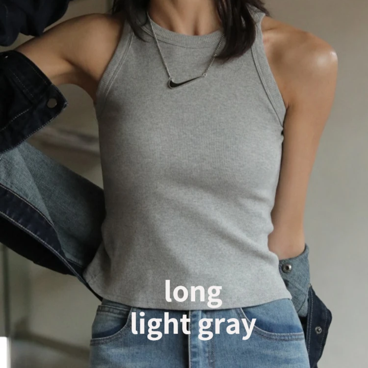 Women's Slim Ribbed Crop Tank Top – Sleeveless O-Neck Office Casual Vest