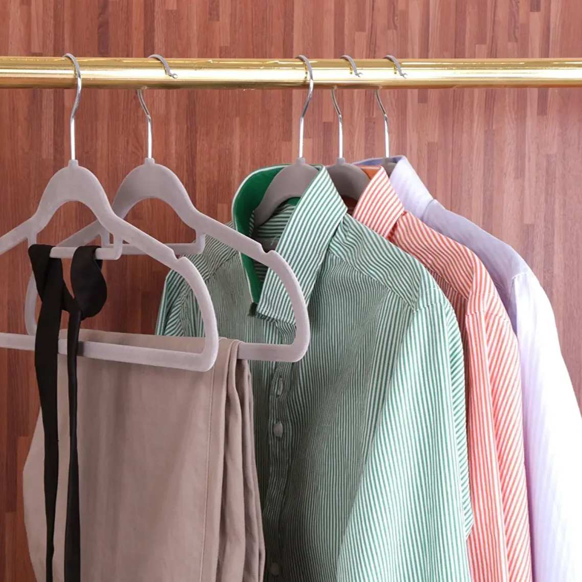 5pcs Velvet Non-Slip Clothes Hangers – Luxury Flocked Skirt & Trouser Hangers for Adult Closet Storage