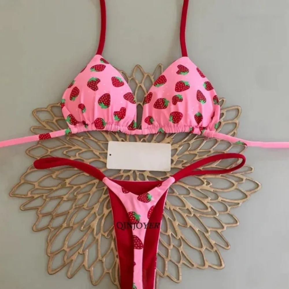 Women's Printed Bikini Set – Fashion Split G-String Swimsuit with Wire-Free Support and Chest Pads, Ideal for Beach Holidays