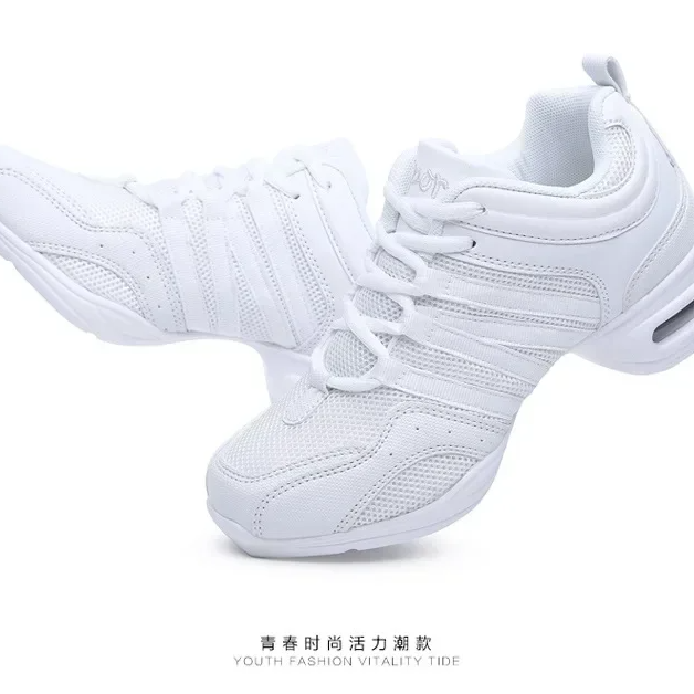 Women's Jazz Dance Sneakers – Breathable Fabric Hip Hop Shoes with Soft Plastic Outsole