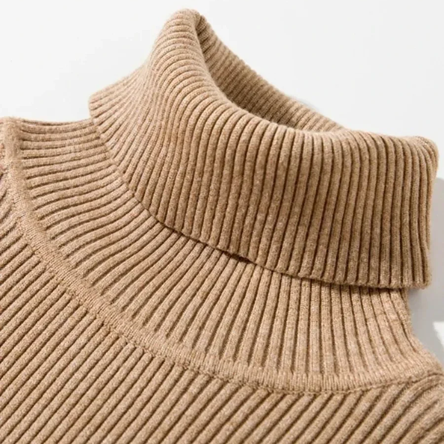 Slim Fit Turtleneck Pullover Sweater for Women – Soft Warm Knit Jumper for Autumn and Winter
