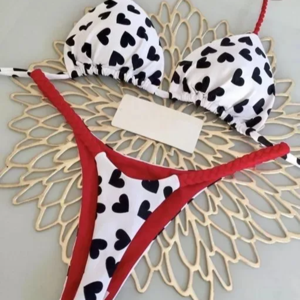 Women’s Lace-Up Bikini Set – Solid Color Two-Piece Split Swimsuit with Wire-Free Support and Removable Pads, Sexy Beach Style