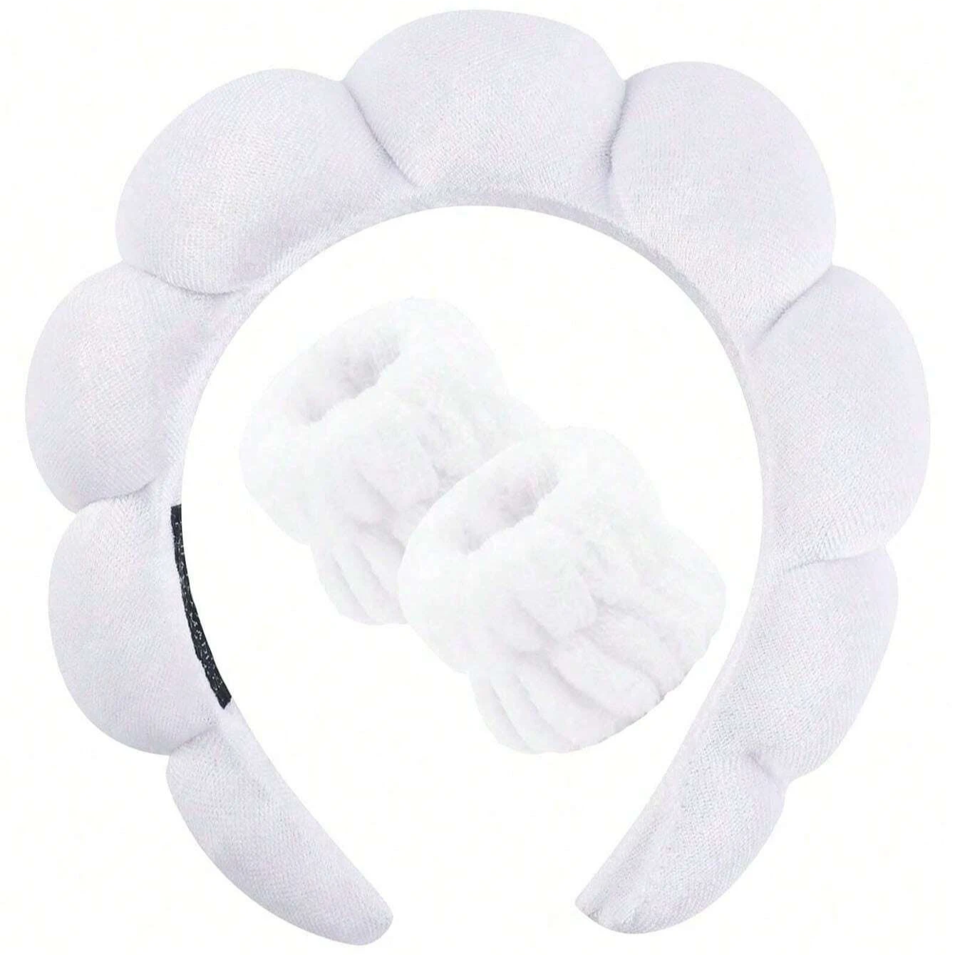 3-Piece Luxury Spa Headband and Wristband Set – Soft Fiber Face Wash & Makeup Hair Accessory Kit