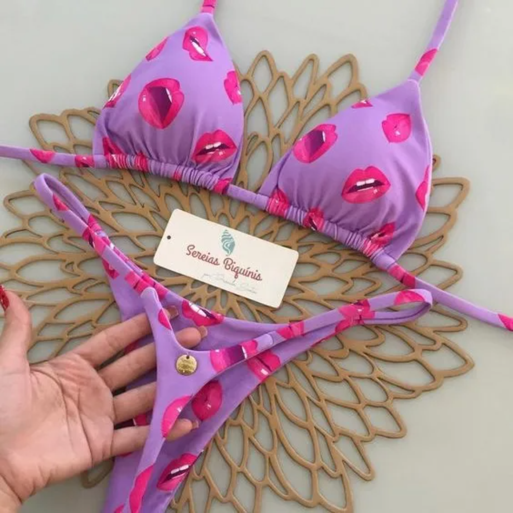 Women's Printed Bikini Set – Fashion Split G-String Swimsuit with Wire-Free Support and Chest Pads, Ideal for Beach Holidays