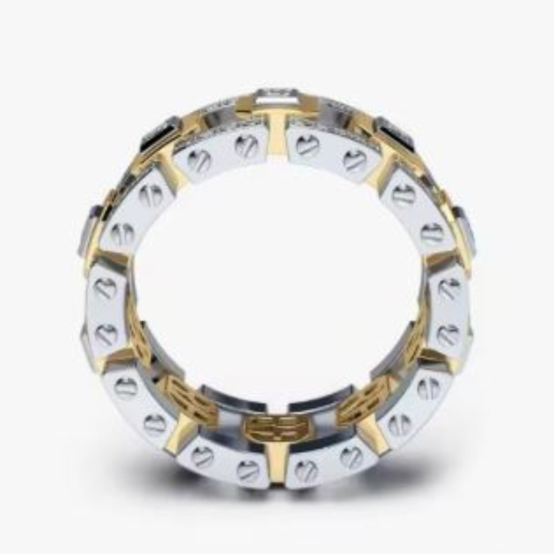 925 Sterling Silver Round Diamond Ring – Simple Geometric Cocktail Ring for Women