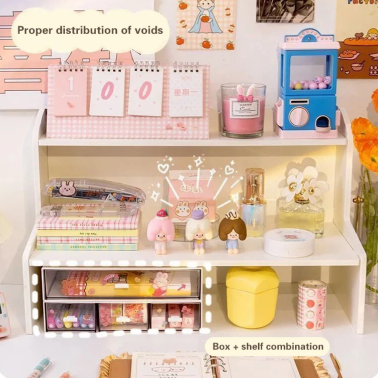 2-Layer Desktop Storage Organizer – Multifunctional Shelf for Skincare, Cosmetics, Stationery & Books