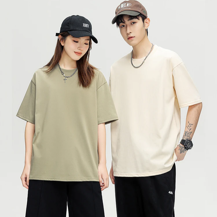 Unisex Oversized Heavy Cotton T-Shirt – 260G Korean Fashion Loose Fit Short Sleeve Tee for Summer Casual Wear