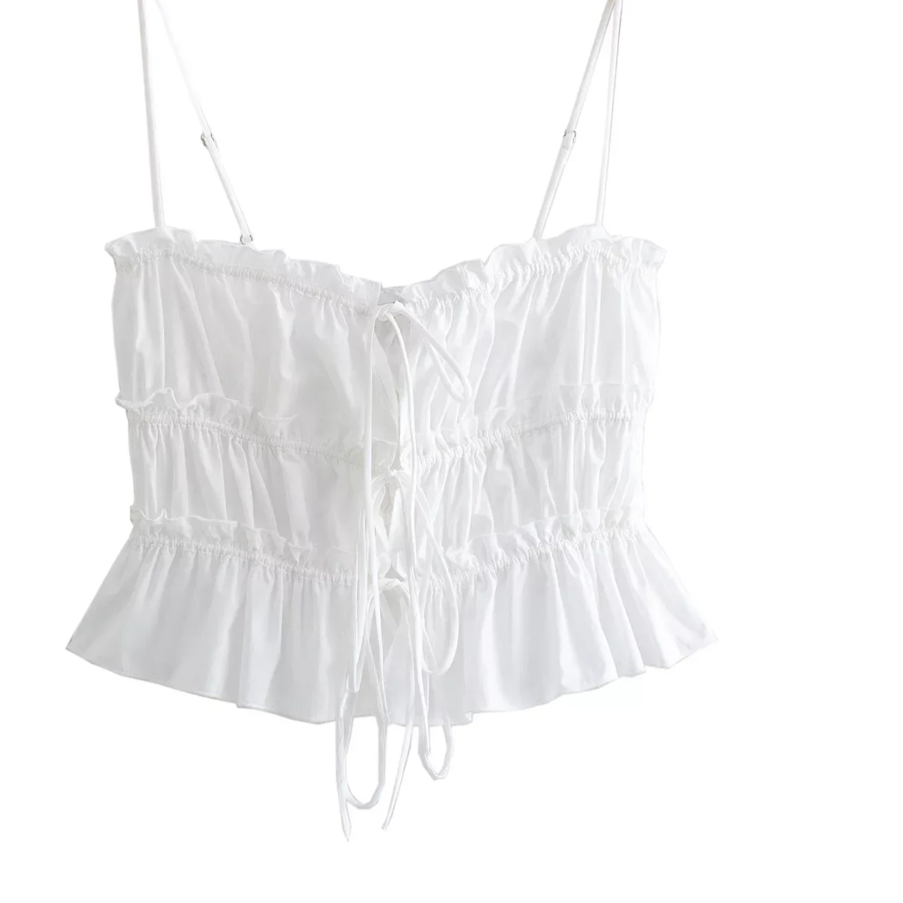 Chic Poplin Bow-Tie Sling Blouse – Hollow Sleeveless Crop Top for Women