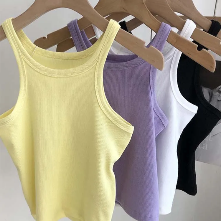 Women's Sexy Cropped Tank Top – High Stretch Cotton Camisole for Summer Sport and Clubwear Outfits
