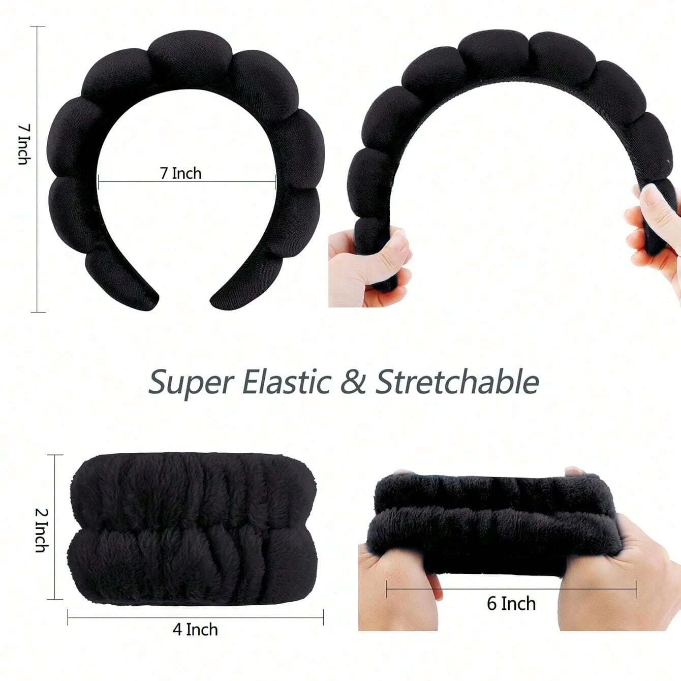3-Piece Luxury Spa Headband and Wristband Set – Soft Fiber Face Wash & Makeup Hair Accessory Kit