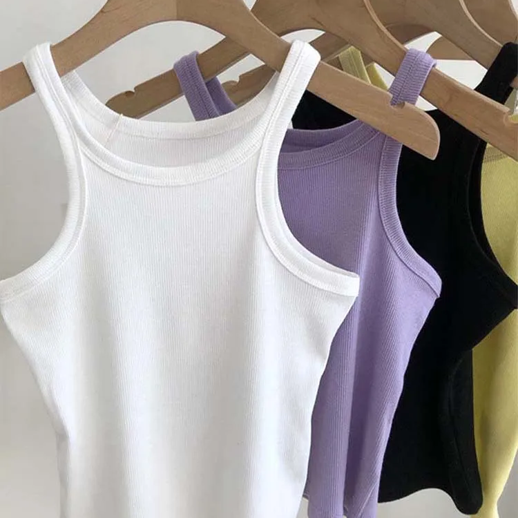 Women's Sexy Cropped Tank Top – High Stretch Cotton Camisole for Summer Sport and Clubwear Outfits