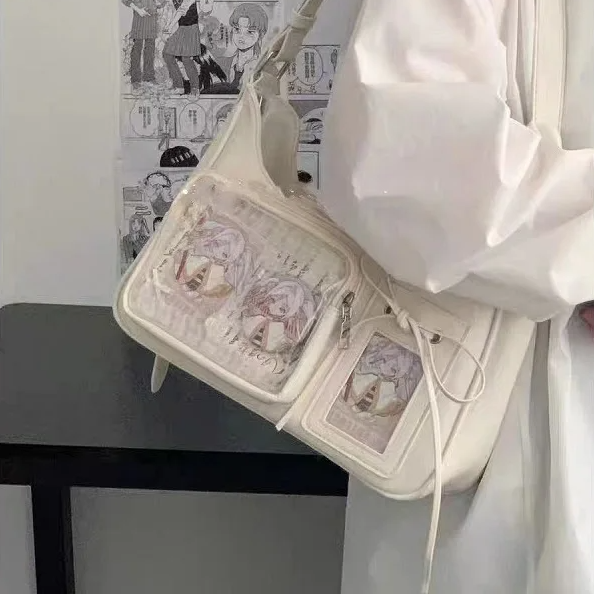 Y2K Transparent Ita Shoulder Bag – Harajuku Korean Crossbody School Bag for Women