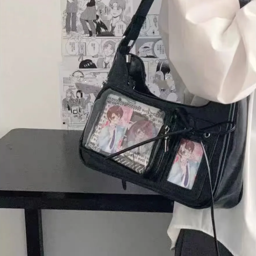 Y2K Transparent Ita Shoulder Bag – Harajuku Korean Crossbody School Bag for Women