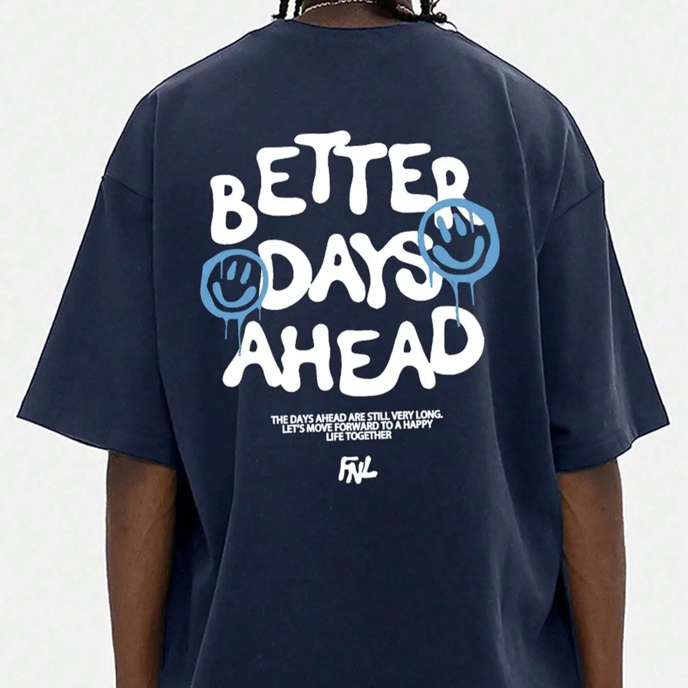 Better Days Ahead Oversized Cotton T-Shirt – Casual Summer Tee with Positive Letter Graphic
