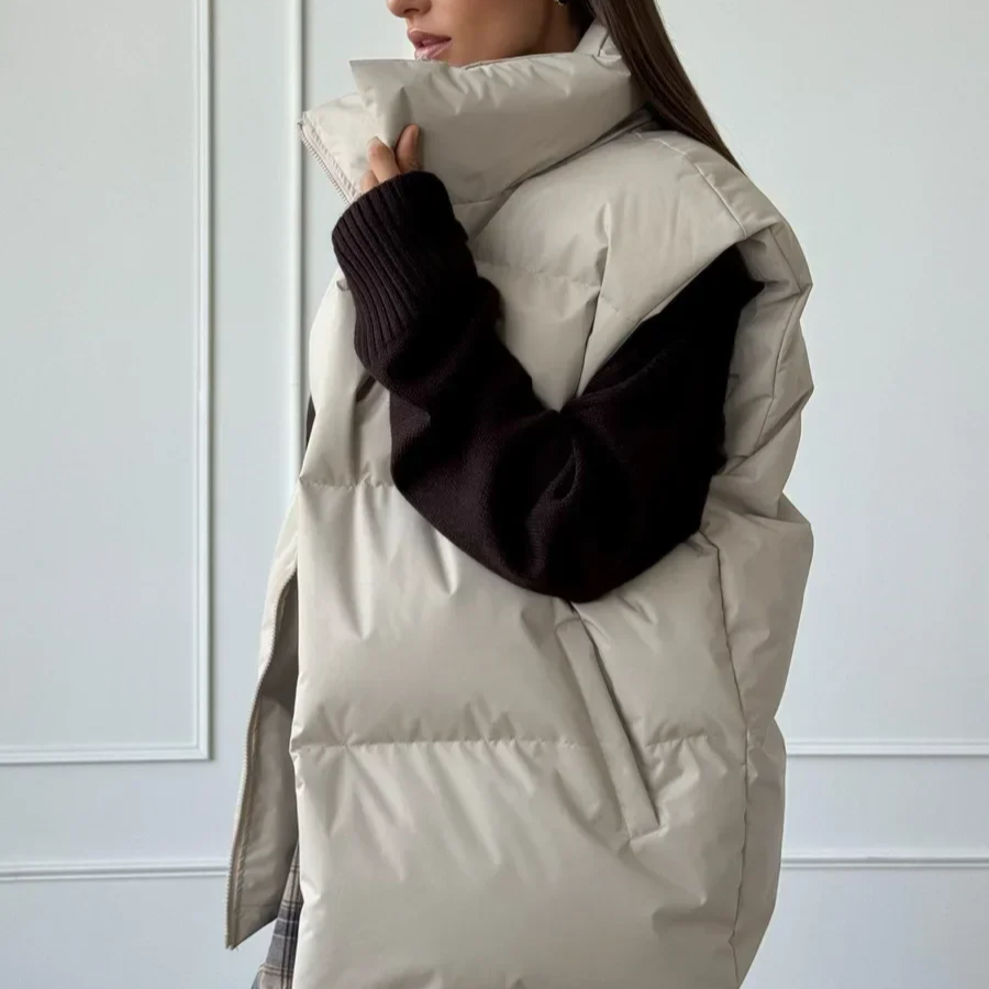 Thick Warm Sleeveless Cotton Vest Jacket – Casual High Street Style Outerwear for Autumn and Winter