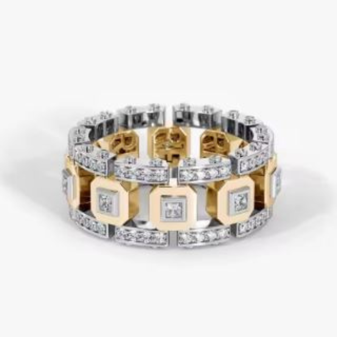 925 Sterling Silver Round Diamond Ring – Simple Geometric Cocktail Ring for Women