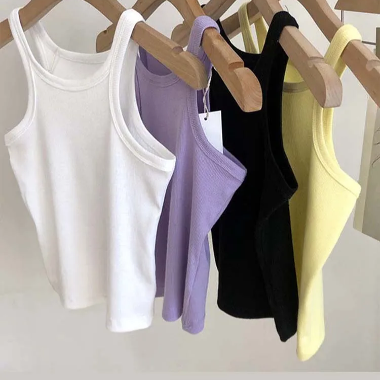 Women's Sexy Cropped Tank Top – High Stretch Cotton Camisole for Summer Sport and Clubwear Outfits